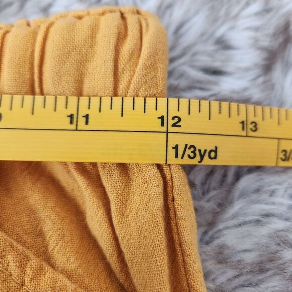 Heart Hips Mustard Yellow Cropped Ankle Length Linen Pants Size Medium - Picture 6 of 9